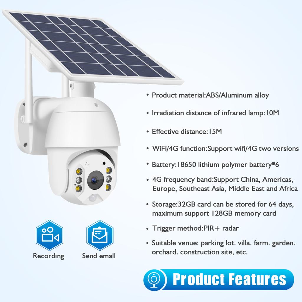 Camara Vigilancia Robotica Solar Version Wi-Fi Hd 1080p Camara Ptz - Imagen 4